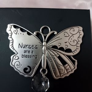 Nurses are a blessing butterfly necklace charm